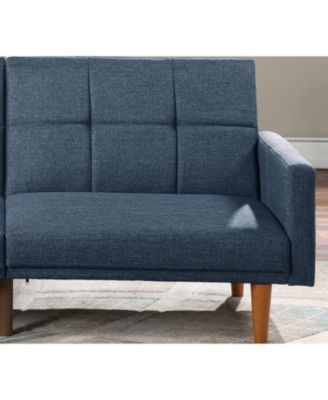 Transitional Navy Sofa with Tufted Cushion