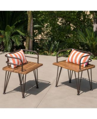 Rustic Acacia Wood Patio Chair Set (Set of 2)