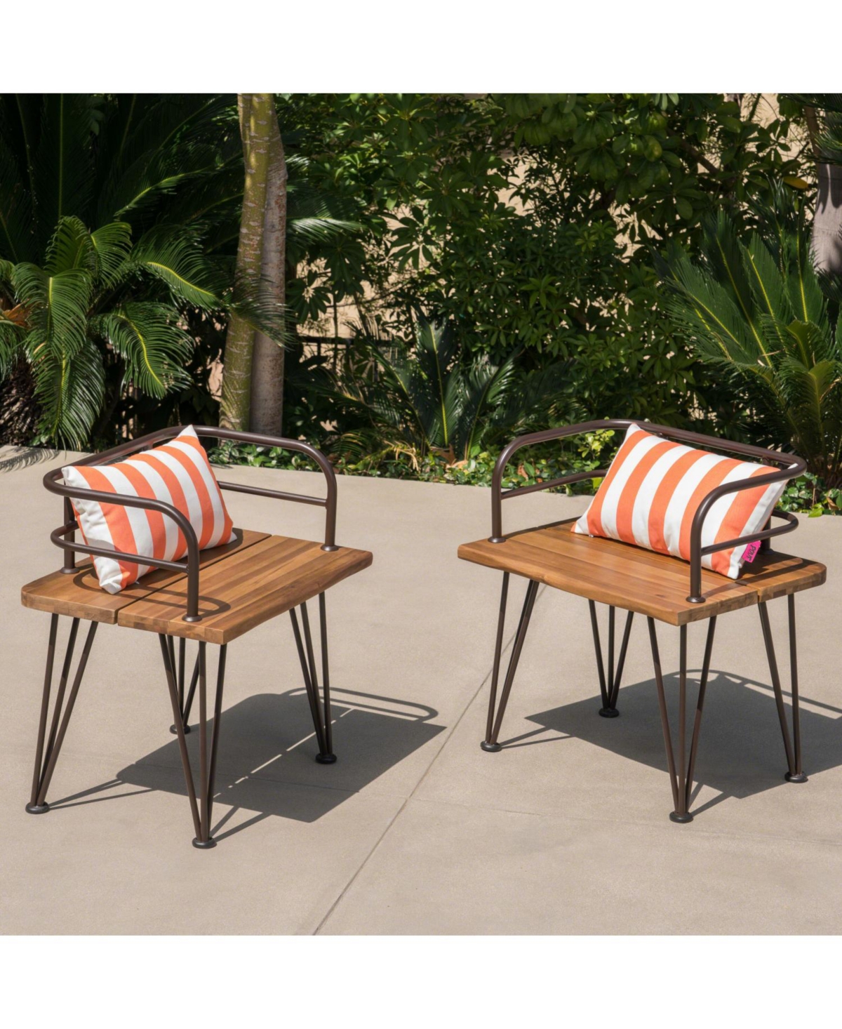 Streamdale Furniture Rustic Acacia Wood Patio Chair Set (Set of 2)