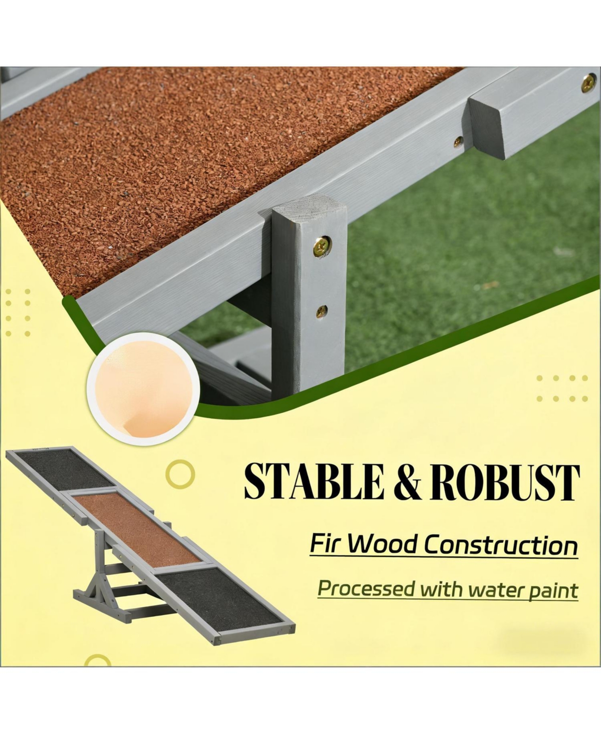 Aostirmotor Wooden Dog Agility Seesaw for Outdoor in Gray