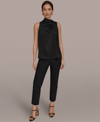 Women's Sleeveless Twist-Front Drape Blouse