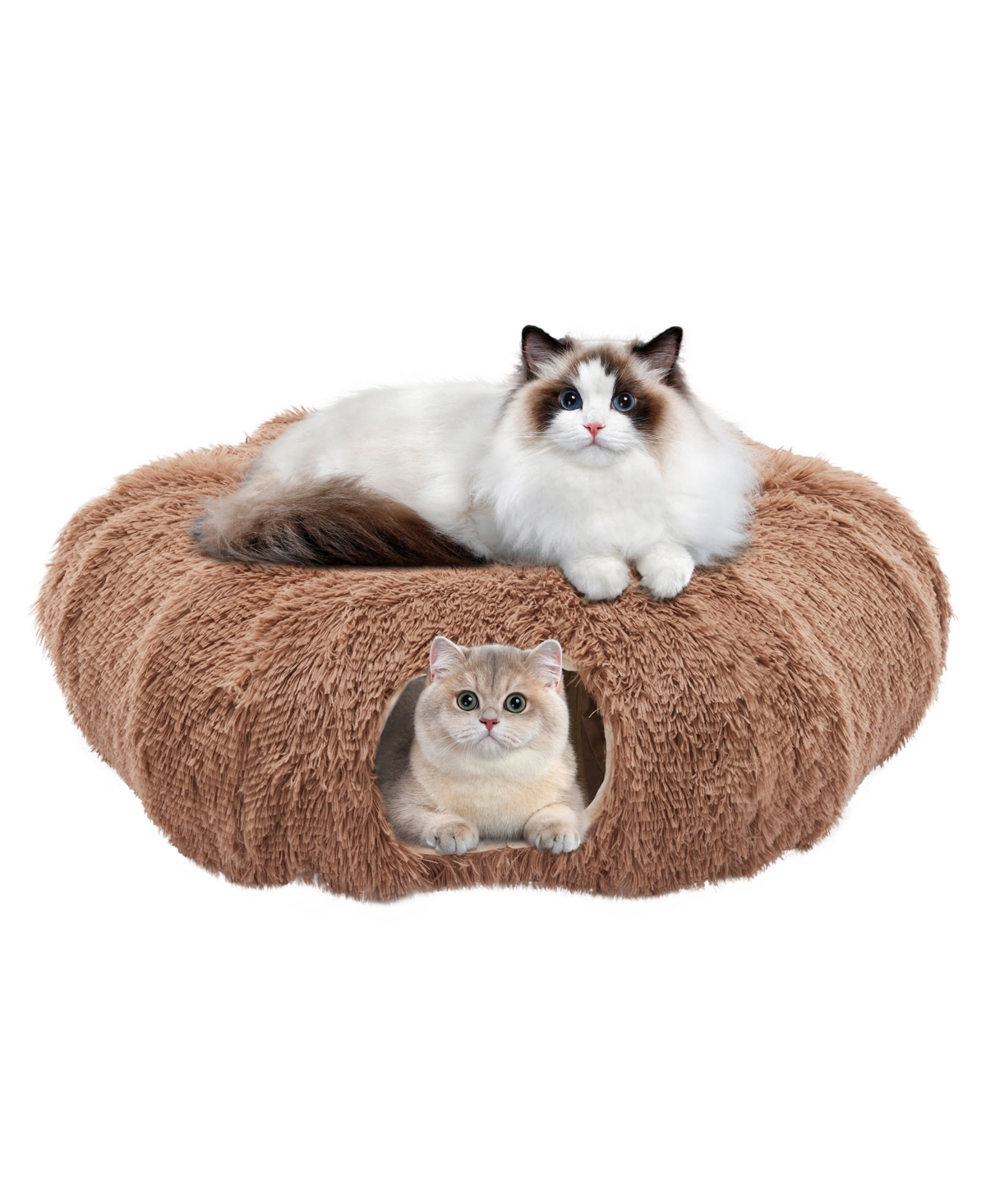 Zeus & Ruta Brown Cat Tunnel with Cat Bed