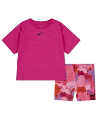 Girls' Toddler 2T-4T Move With Nature Crewneck T-Shirt and Bike Shorts, 2-Piece Set