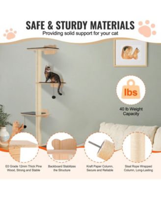 4-Piece Wall-Mounted Pine Wood Cat Shelf Set, Holds up to 40 lbs