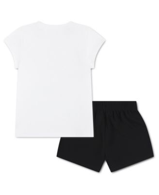 Girls' 4-6X Lace It Up Crewneck T-Shirt and Mesh Shorts, 2-Piece Set