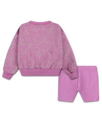 Girls' Toddler 2T-4T Lace It Up Crewneck Top and Shorts, 2-Piece Set