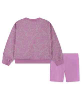 Girls' 4-6X Lace It Up Crewneck Top and Shorts, 2-Piece Set