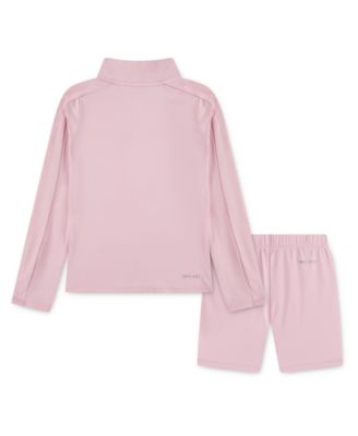 Girls' 4-6X Quarter-Zip Top and Shorts, 2-Piece Set
