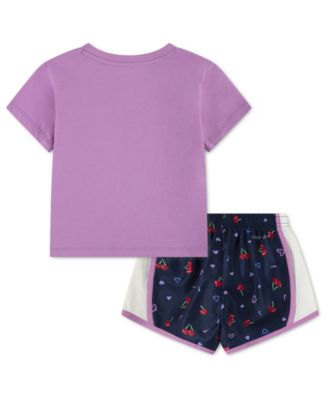 Girls' 4-6X Cherry T-Shirt and Dri-FIT Tempo Printed Shorts, 2-Piece Set