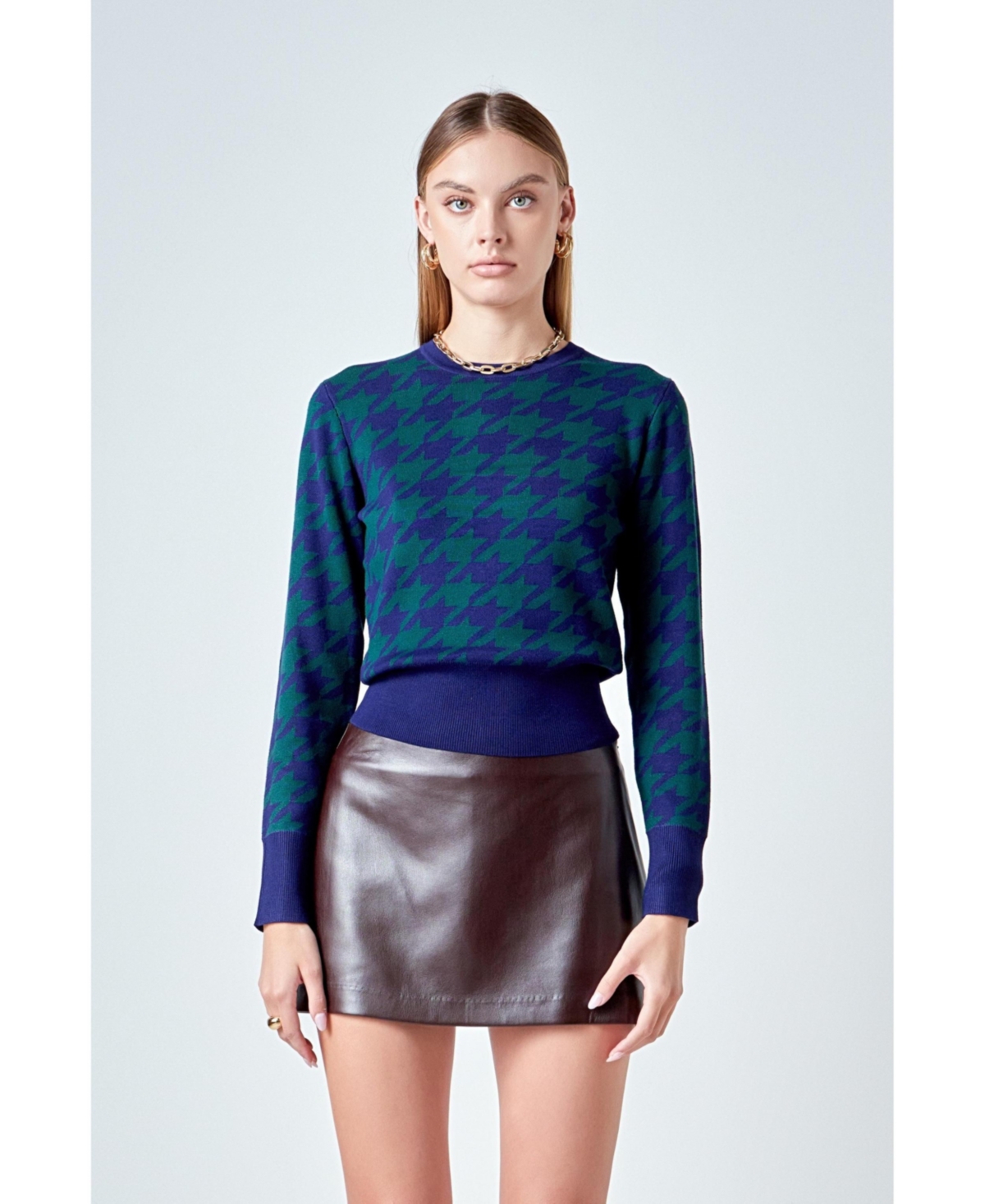 endless rose Women's Knit Houndstooth Sweater