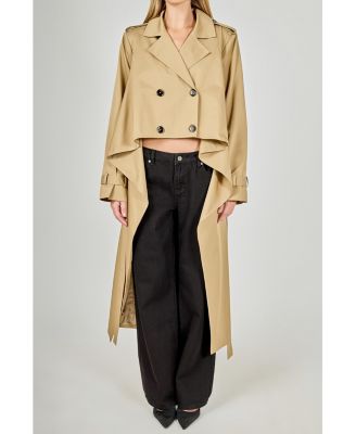 Women's High Low Hem Trench Coat