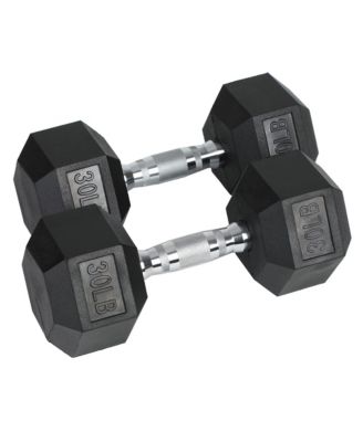 Iron Hexagonal Cast Home Exercise Dumbbell Free Weight, 30 Pounds