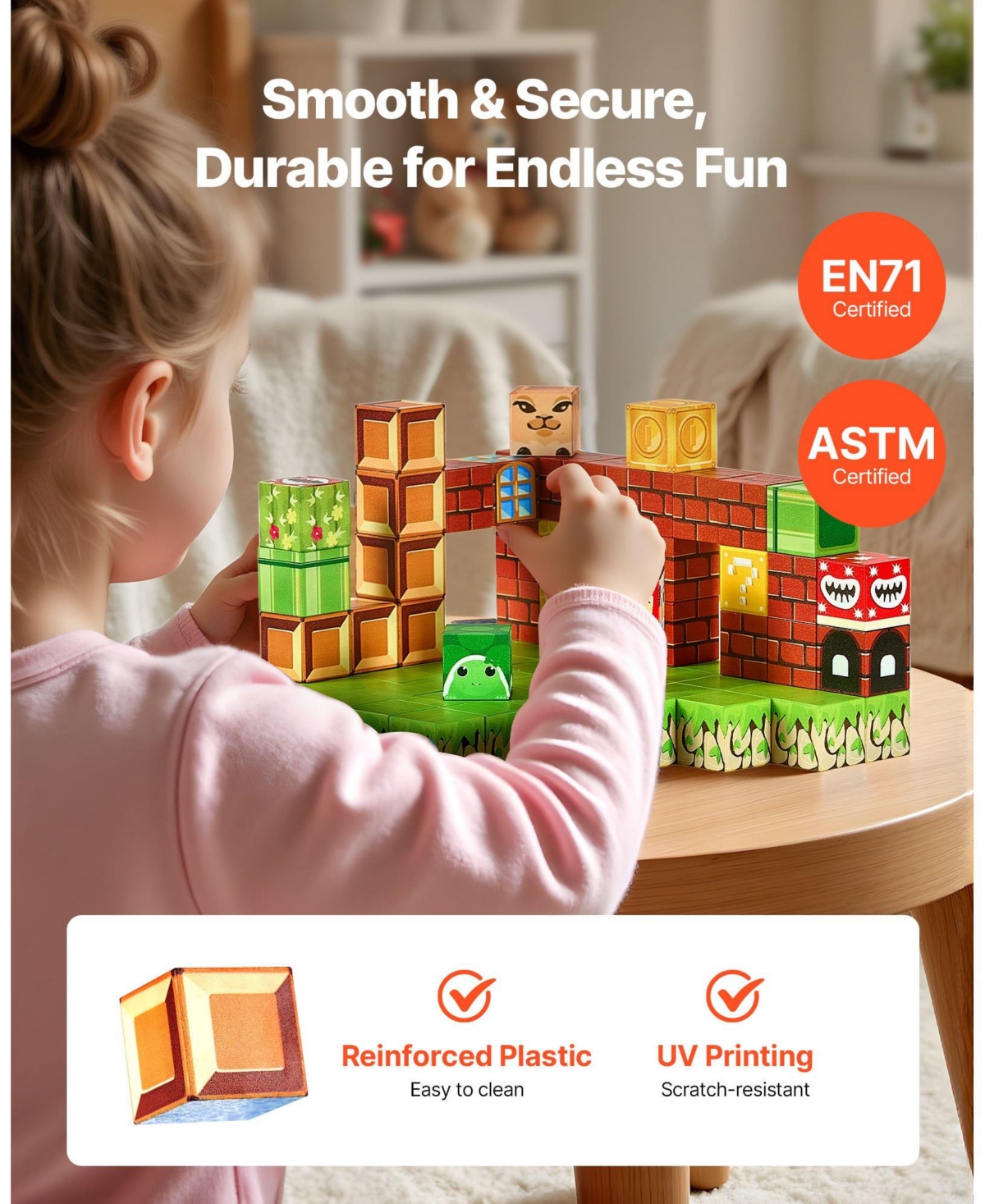 Mecale Magnetic Blocks, 100-Piece Magnet Block Building Set for Kids Ages 3