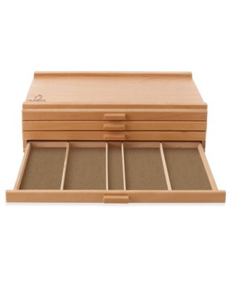 4 Drawer Wooden Artist Storage Supply Box for Pastels, Pencils, Pens, Markers, Brushes and Tools