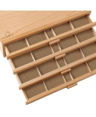 4 Drawer Wooden Artist Storage Supply Box for Pastels, Pencils, Pens, Markers, Brushes and Tools