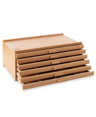 6 Drawer Wooden Artist Storage Supply Box for Pastels, Pencils, Pens, Markers, Brushes and Tools
