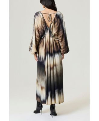 Women's Tie-Back Batik Print Maxi Dress