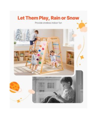 Indoor Playground Jungle Gym, 7-in-1 Wooden Indoor Playground for Kids