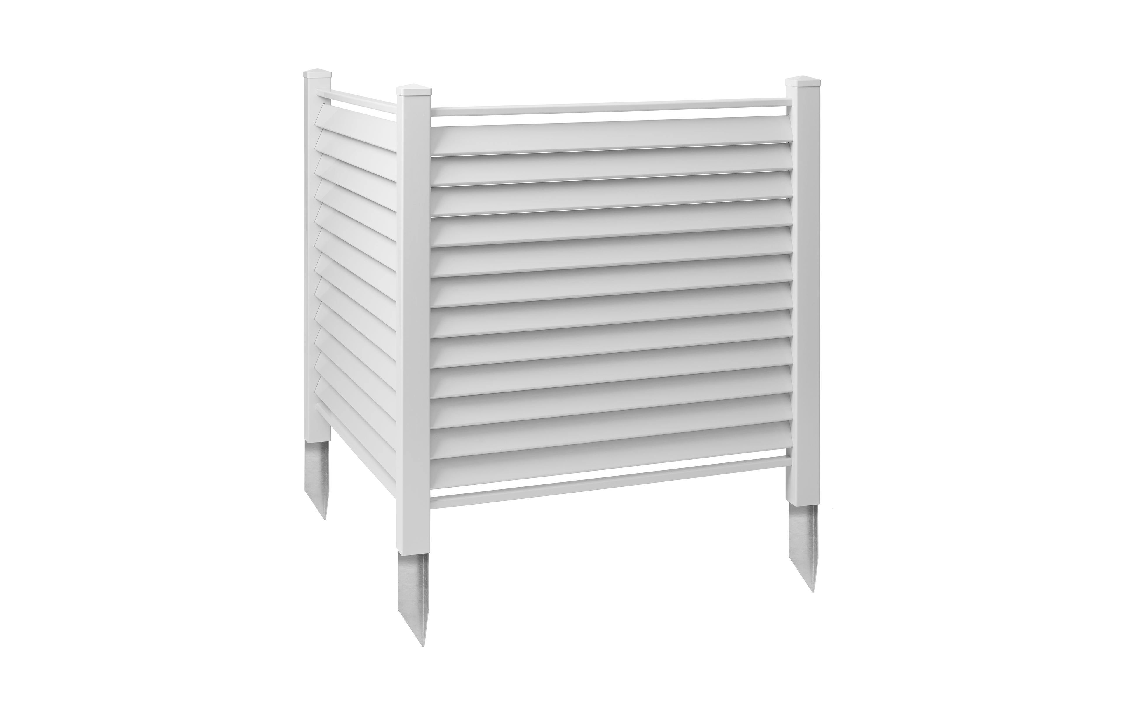 Casafield 48" x 48" Louvered Privacy Screen - Outdoor Vinyl Fence Panel Enclosure for Ac / Trash Bins / Pool Equipment - White