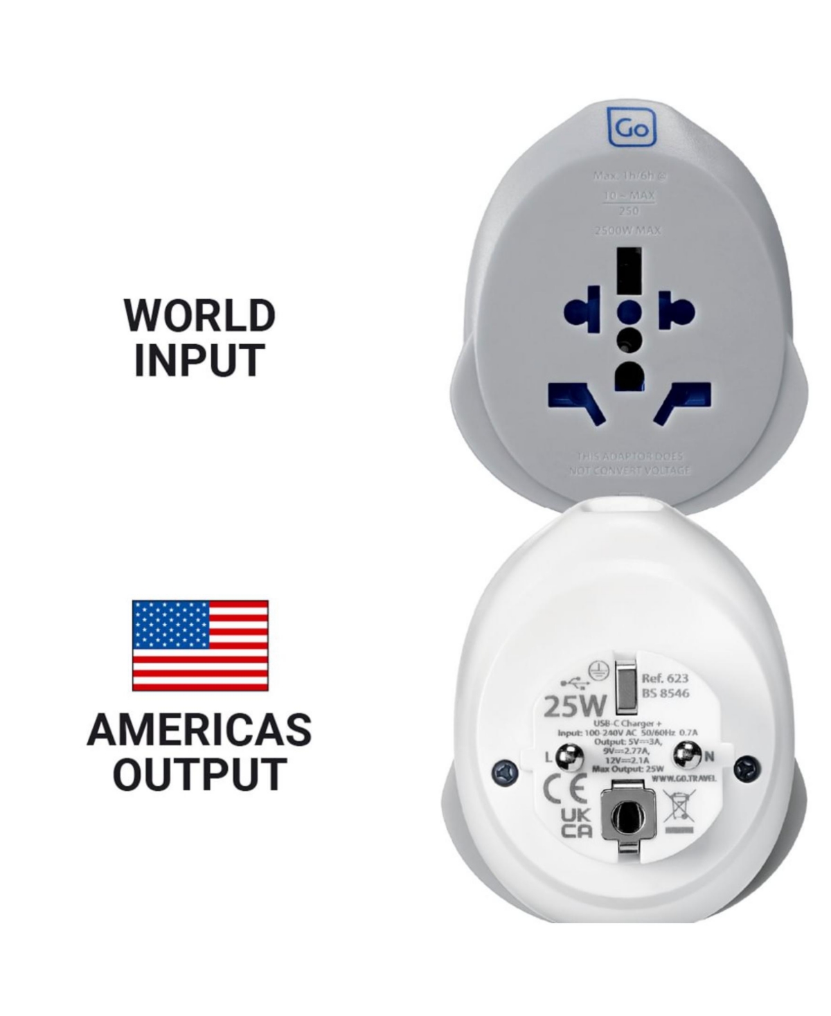 Go Travel World Usa Usb-c 25W Travel Adaptor