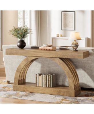 Entryway Table, 2-Tier Sofa Table Behind the Couch, Farmhouse Narrow Unique Arched Console Table