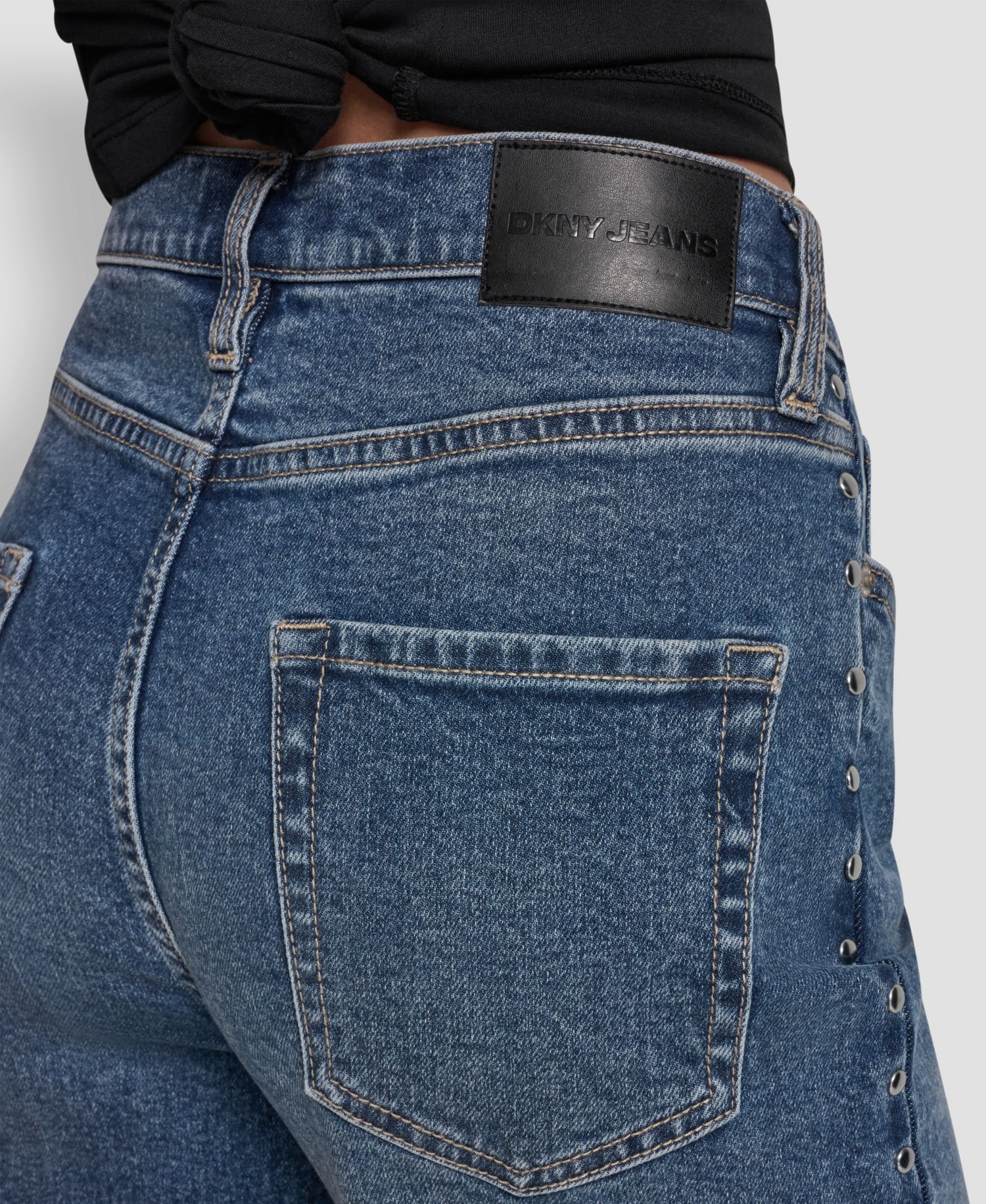 Petite Studded Modern Wide Leg Jeans