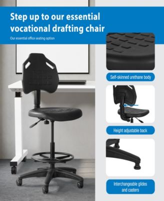 35.25" Metal Self Skinned Urethane Intermediate Drafting Chair