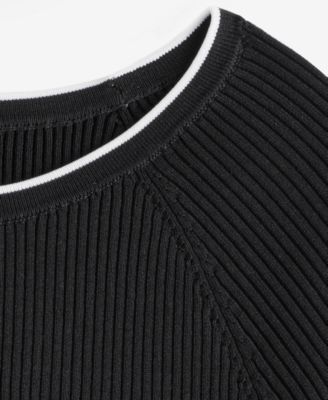 Women's Tipped Rib-Knit Short-Sleeve Top