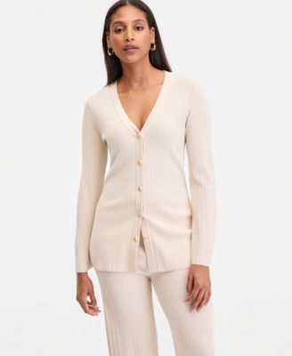 Women's Rib-Knit Long Cardigan