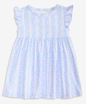 Baby Girls' Linear Floral-Print Flutter-Sleeve Dress