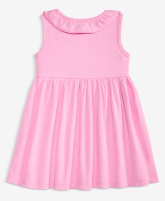 Baby Girls' Daisy-Embroidered Ribbed Dress