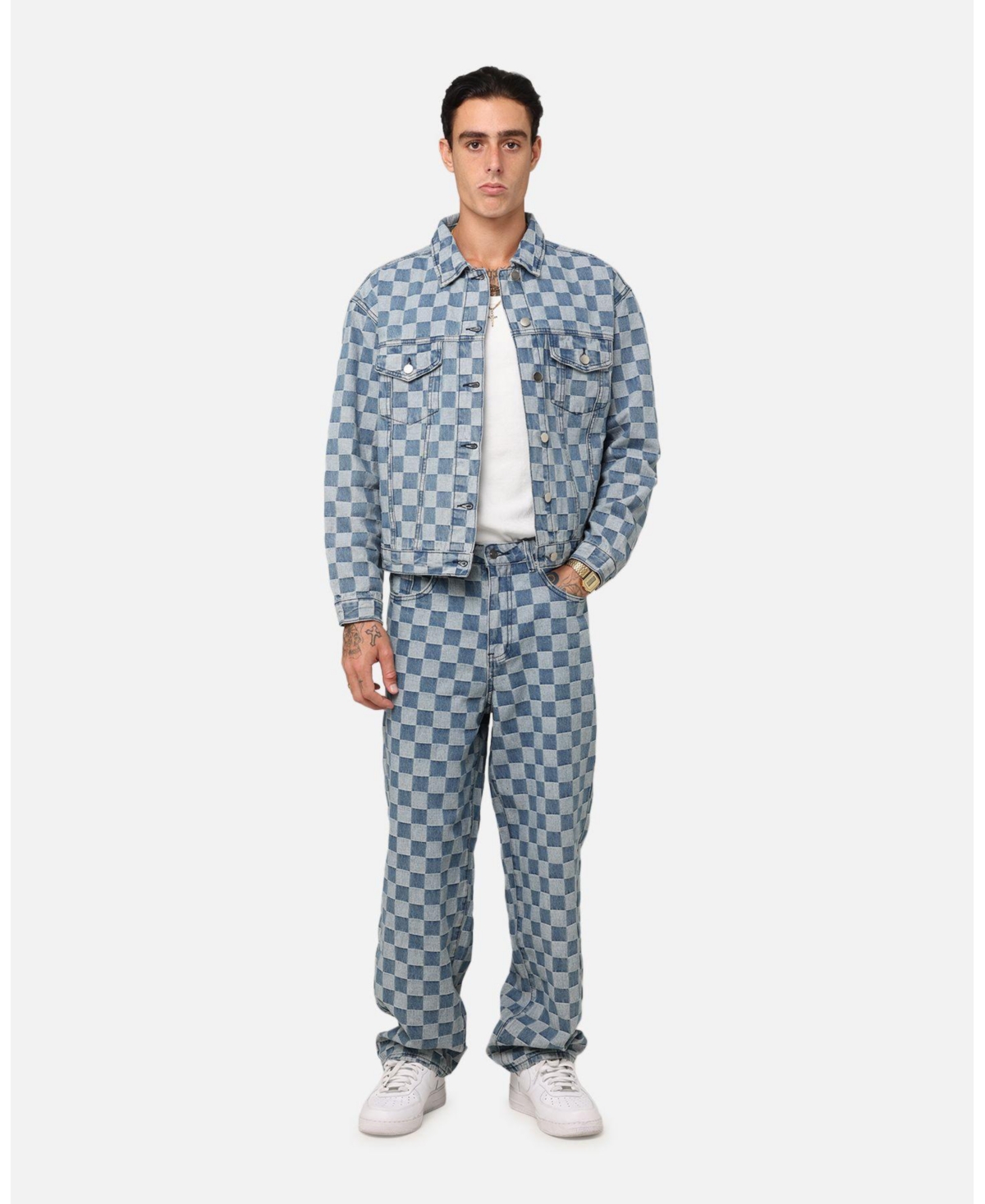 Xxiii Men's Checker Board Trucker Jacket