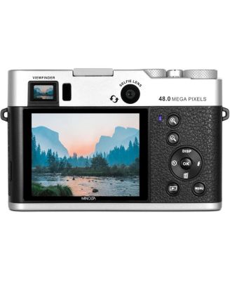 MINOLTA MND70 Retro 48 MP Autofocus / 5K Ultra HD Dual Lens Camera w/WiFi (Silver/Black)