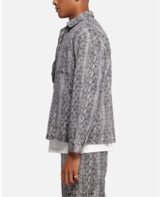 Men's Snake Skin Jacket Black Snake Print