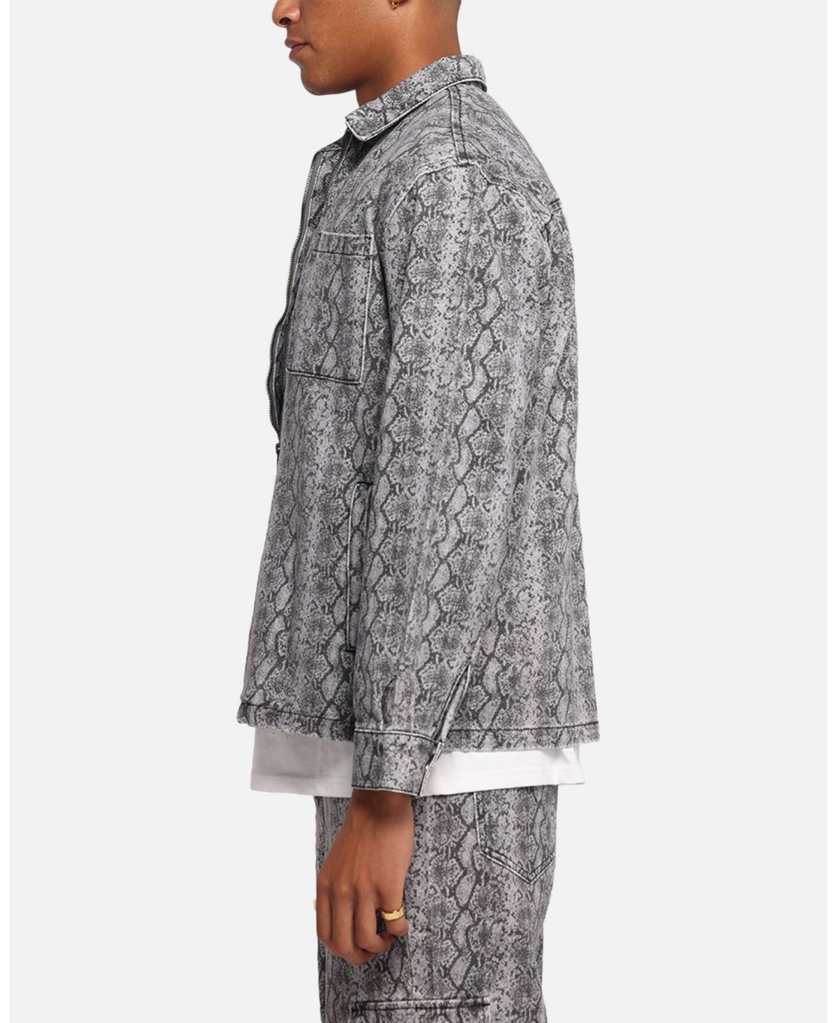 Xxiii Men's Snake Skin Jacket Black Print