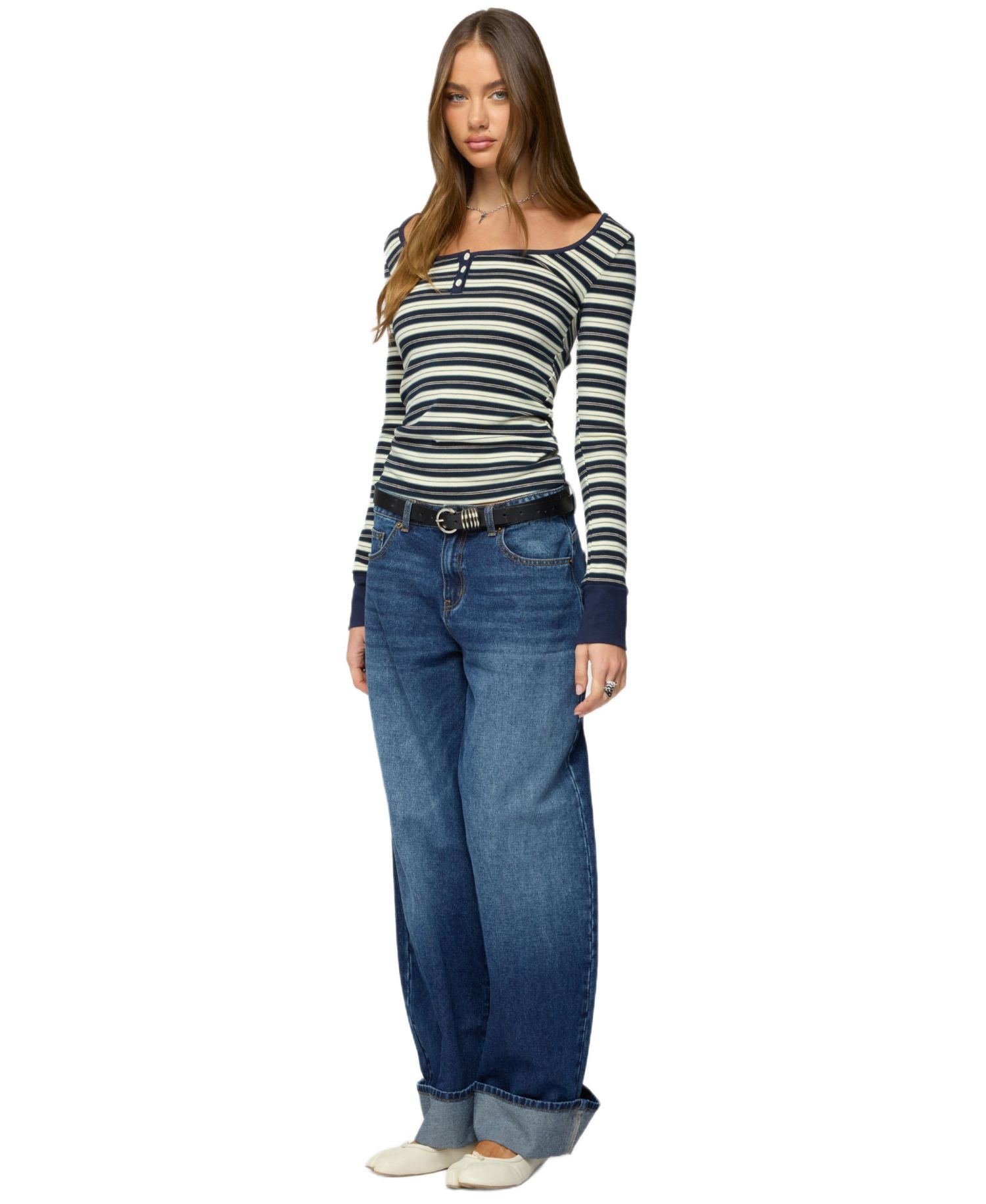 Women's Jaida Striped Henley Top
