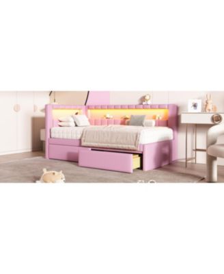 Twin Platform Bed w/ USB & LED 2 Drawers