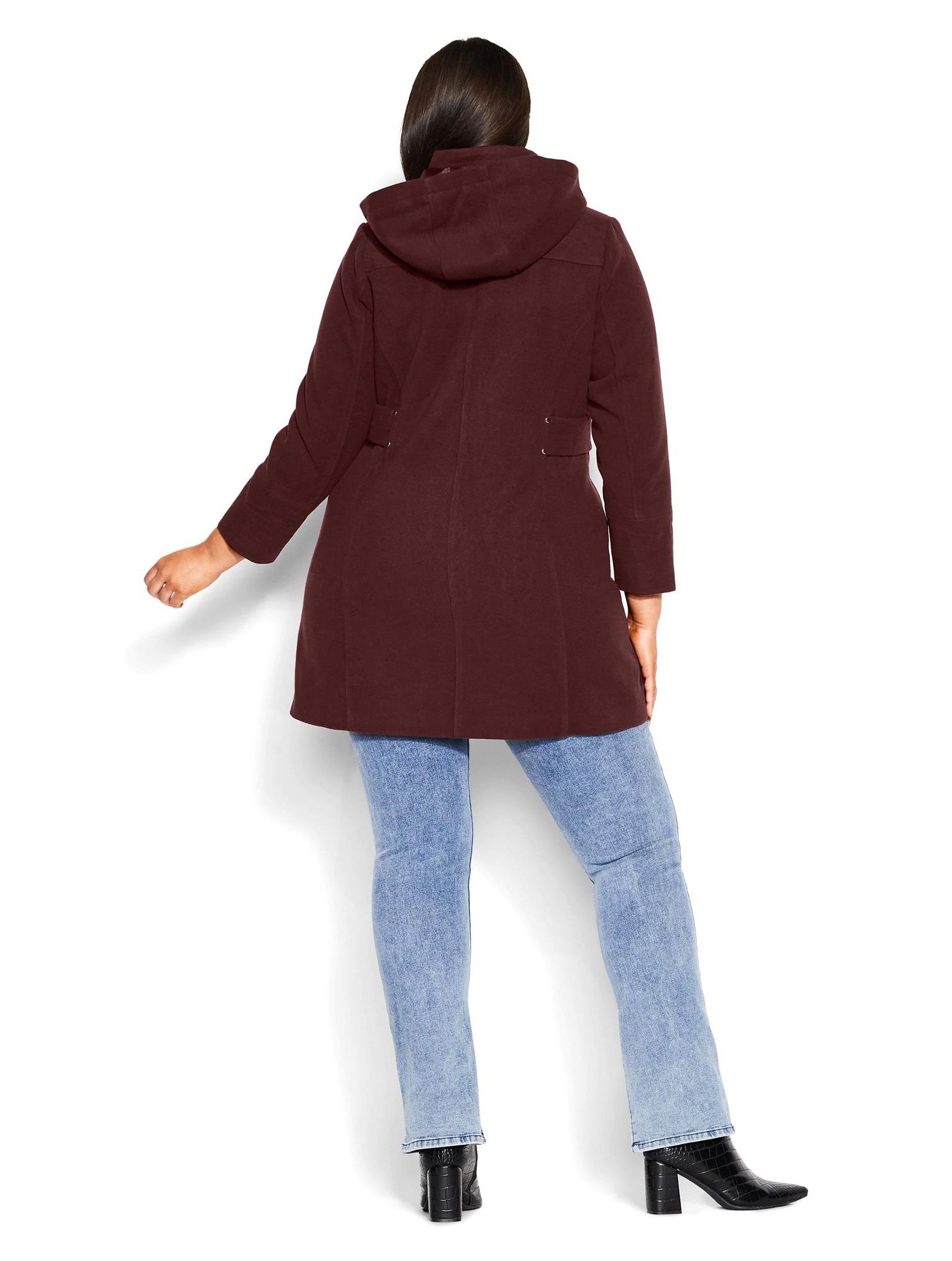 Women's Plus Size Faux Wool Plain Coat