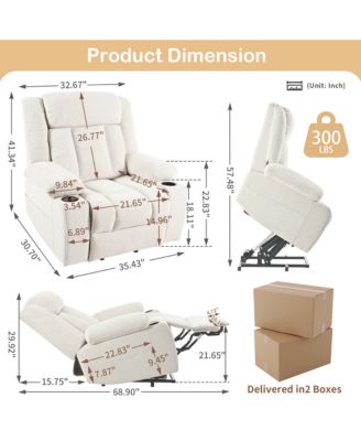 Power Lift Recliner Chair for Elderly, Electric Lift Chair with Extended Footrest & Remote, 330lb Capacity Snowflake Velvet Recliner