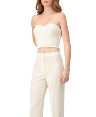 Women's Solid Natural Tube Crop Top