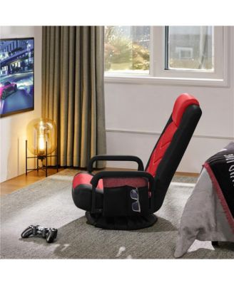Reclining Swivel Floor Gaming Chair Black/ Red