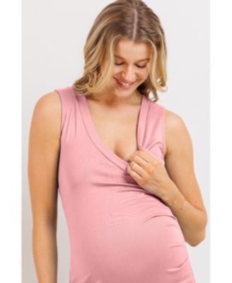 Maternity Sleeveless V Neck Wrap Fitted Nursing Dress