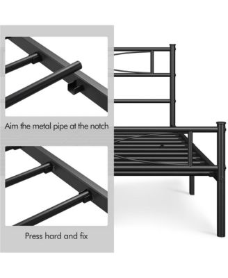 Simple Full Metal Bed Frame with Curved Design Headboard and Footboard