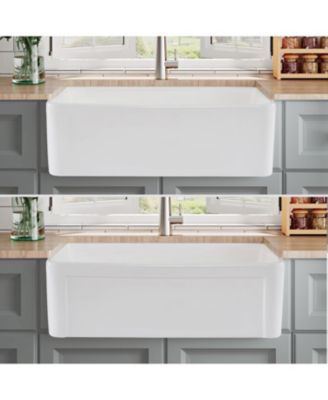 30x20inch White Ceramic Farmhouse Apron Front Kitchen Sink Single Bowl