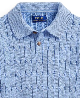 Boys' 2-7 Cable-Knit Cotton Polo Sweater