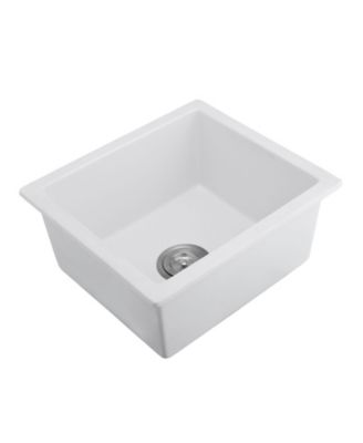 18x16inch Quartz Undermount Bar Sink with Grid and Strainer Heat Stain Resistant