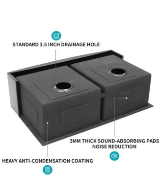 36x21x10inch Gunmetal Black Farmhouse Kitchen Sink Double Bowl Apron Front Stainless Steel