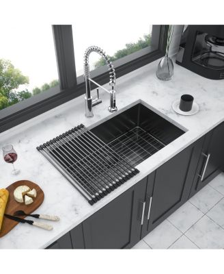 32x19x10inch Gunmetal Black Undermount Kitchen Sink Single Bowl Stainless Steel 16 Gauge
