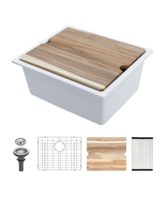 21x18 Inch White Granite Composite Quartz Workstation Undermount Kitchen Sink