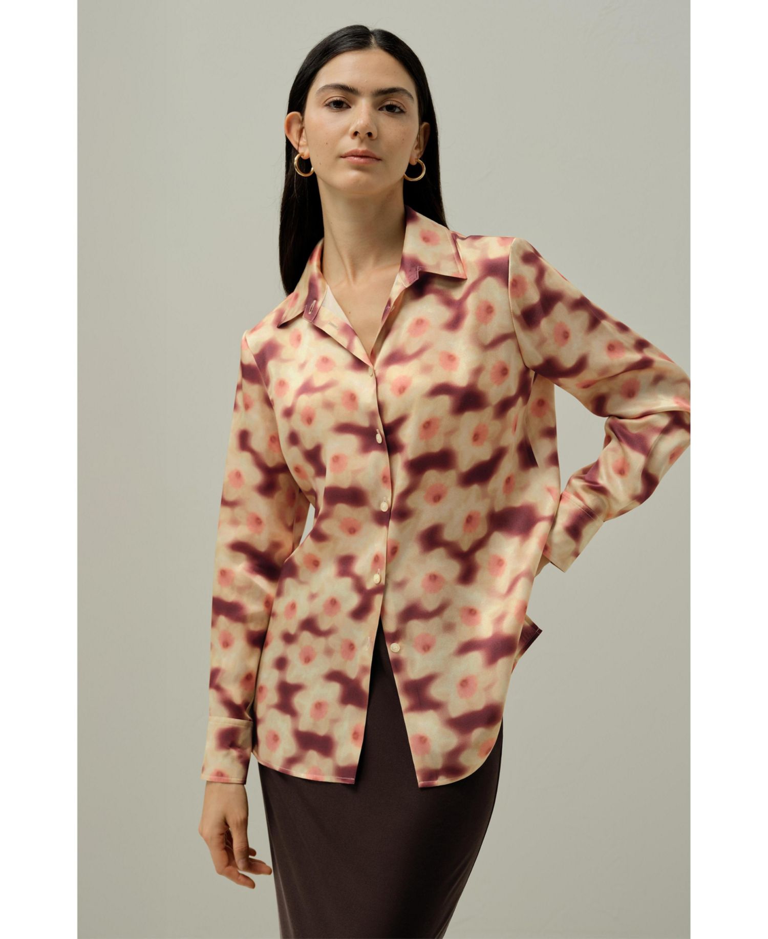 Women's Daffodil Print Silk Blouse